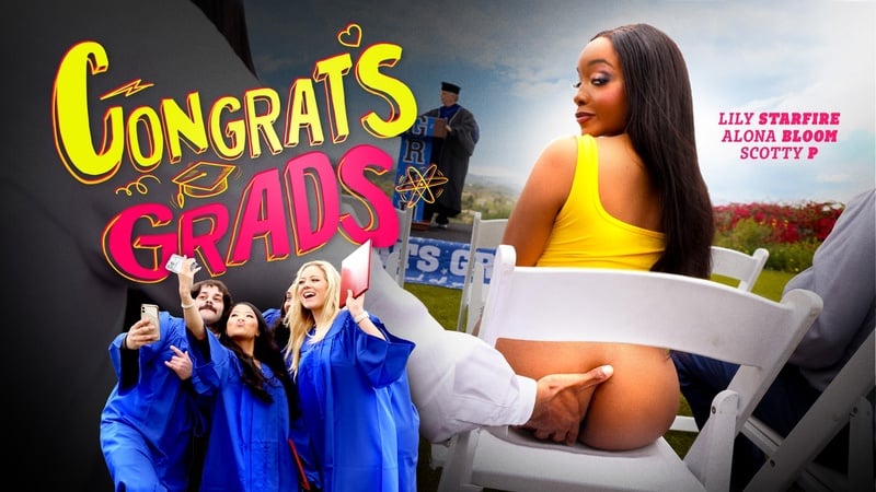 Alona Bloom & Lily Starfire, herzlichen Glückwunsch zum Absolventen [2025, Teenager, BBC, Dreier, POV, große Titten, Blowjob, Hardcore, jeder Sex, 1080p HD]